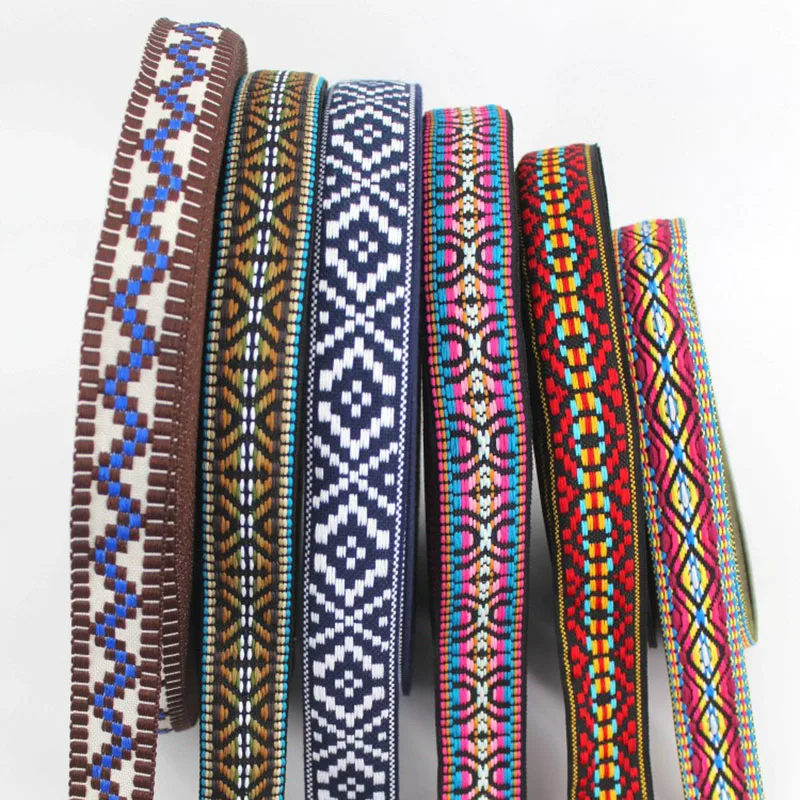 RW 30mm 34mm 38mm Ethnic Woven Jacquard Webbing Tape DIY Bohemian Cotton Bag Strap Webbing for Garment Shoe Accessories