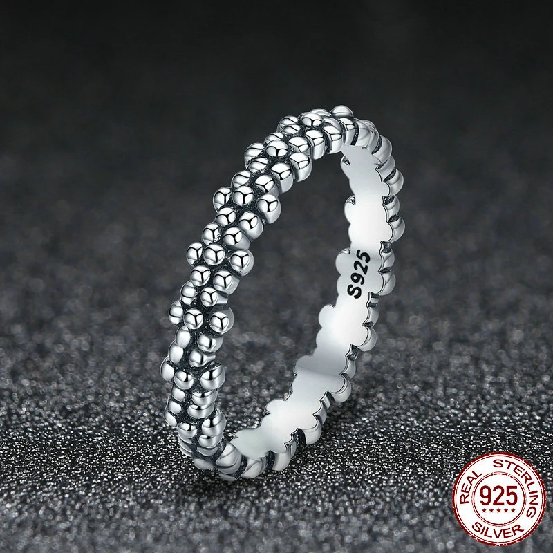  wholesale jewelry 925 sterling silver minimalist glossy flower retro rings