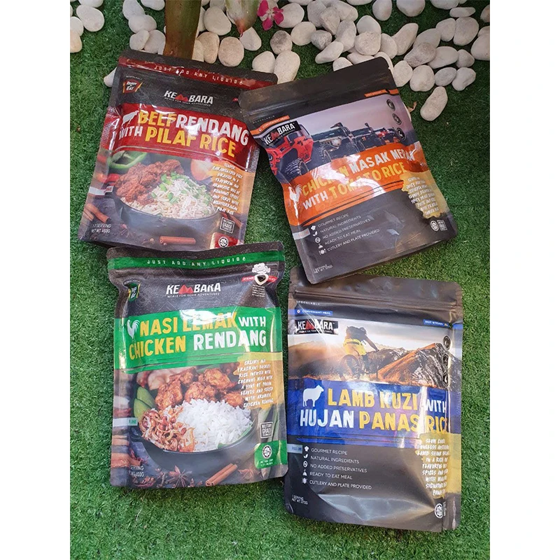 Easy to Prepare Arabic Food HALAL No Preservatives Beef Rendang With Pilaf Rice Made of Natural Ingredients Kembara Meals