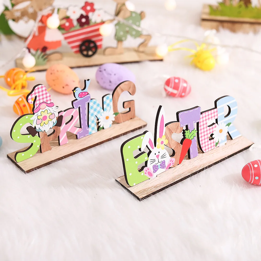 easter decoration Easter Table Decoration Signs Bunny Table Centerpiece Easter Ornaments for Home Office decorations