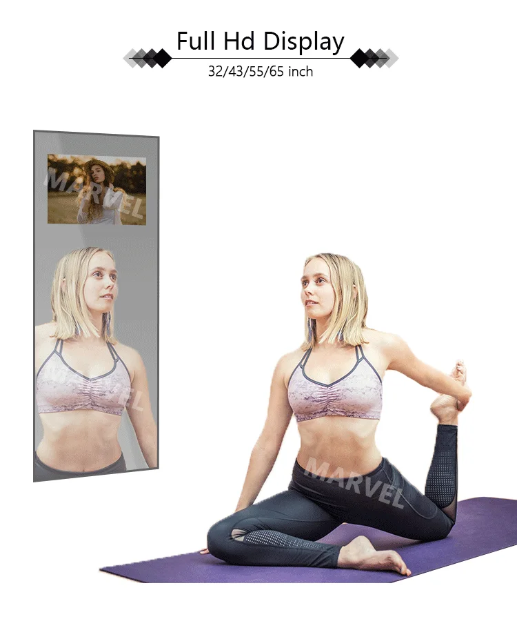 
43 55 inch indoor wall mounted lcd smart touch mirror advertising interactive digital signage gym home magic fitness mirror 