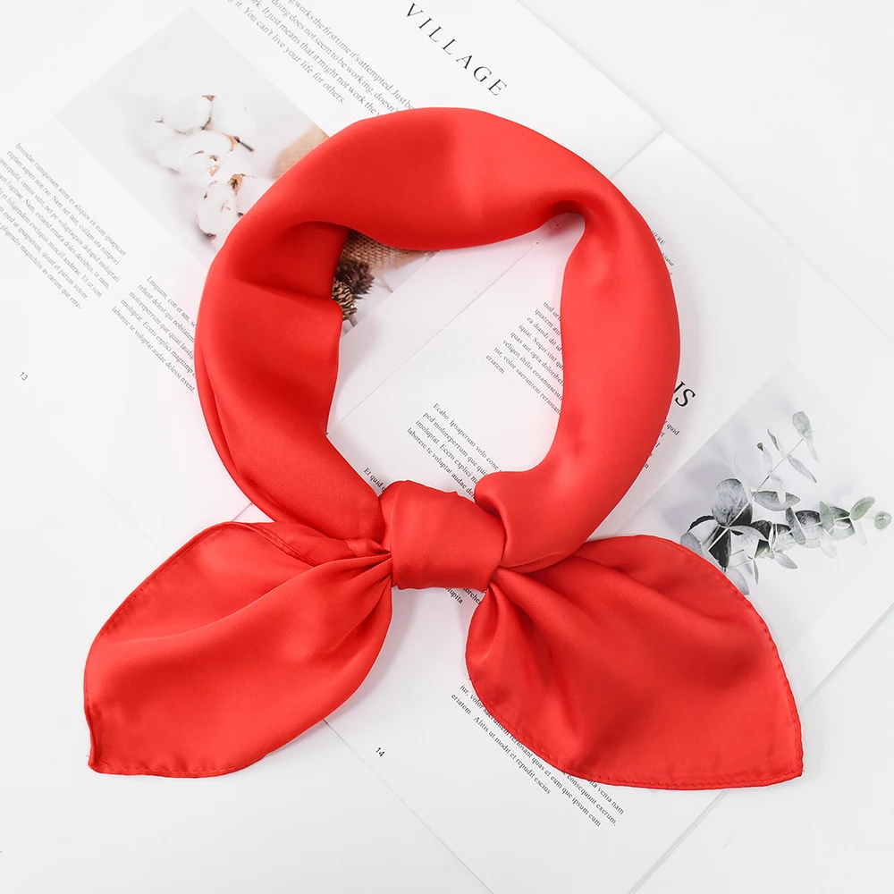 Заводской шарф из искусственного шелка, Женский уличный однотонный роскошный шейный шарф с принтом, шарф-повязка на голову, уличный маленький платок, мягкая накидка