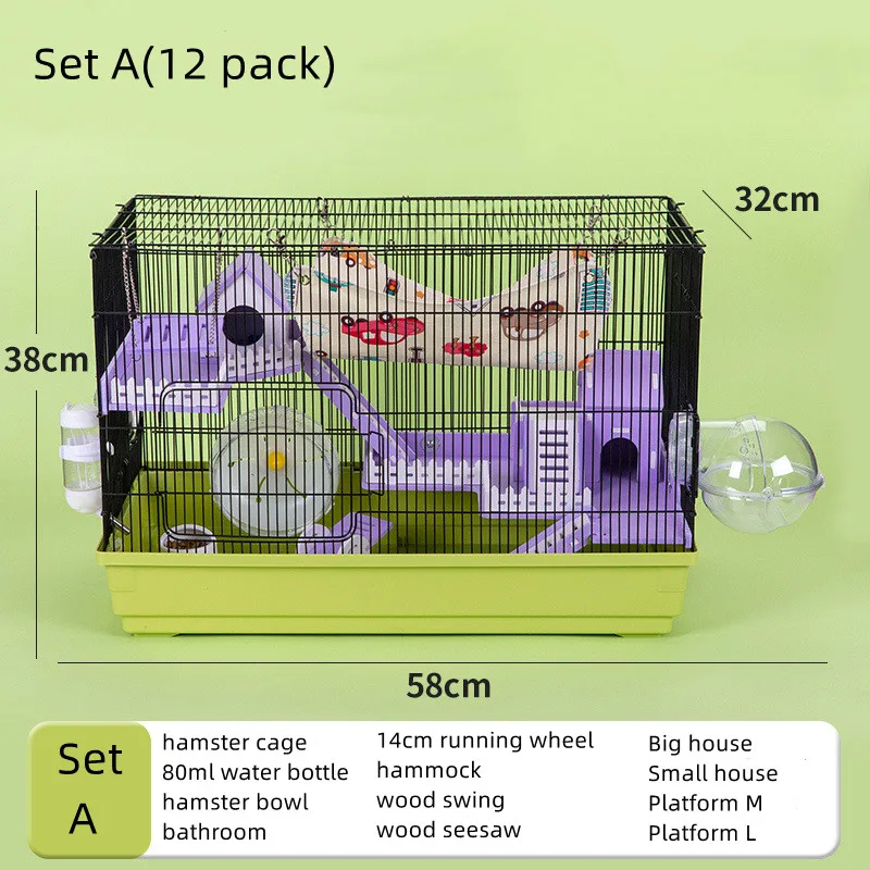 Two-Storey Luxury Villa Castle Hamster Cage Hamster Water Bottle 12pack Hamster Nest
