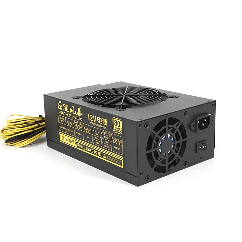 Блок питания Atx 80 Plus Gold GPU для ПК, 1800 Вт, блок питания для компьютерного