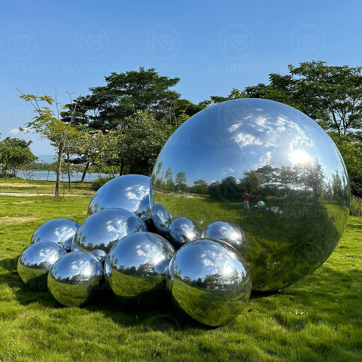 Silver Mirror Ball Inflatable Big Shiny Balls Giant Disco Party Balloon Christmas Event Decor Reflective PVC Large Mirror Sphere