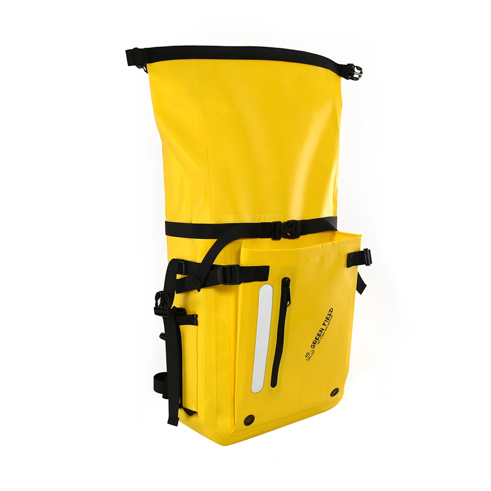 Yellow PVC Bicycle Pannier Backpack Sports Bicycle Tour Backpack Bike Bicycle Rear Bag Backpack Waterproof Phone Bag BSCI Unisex