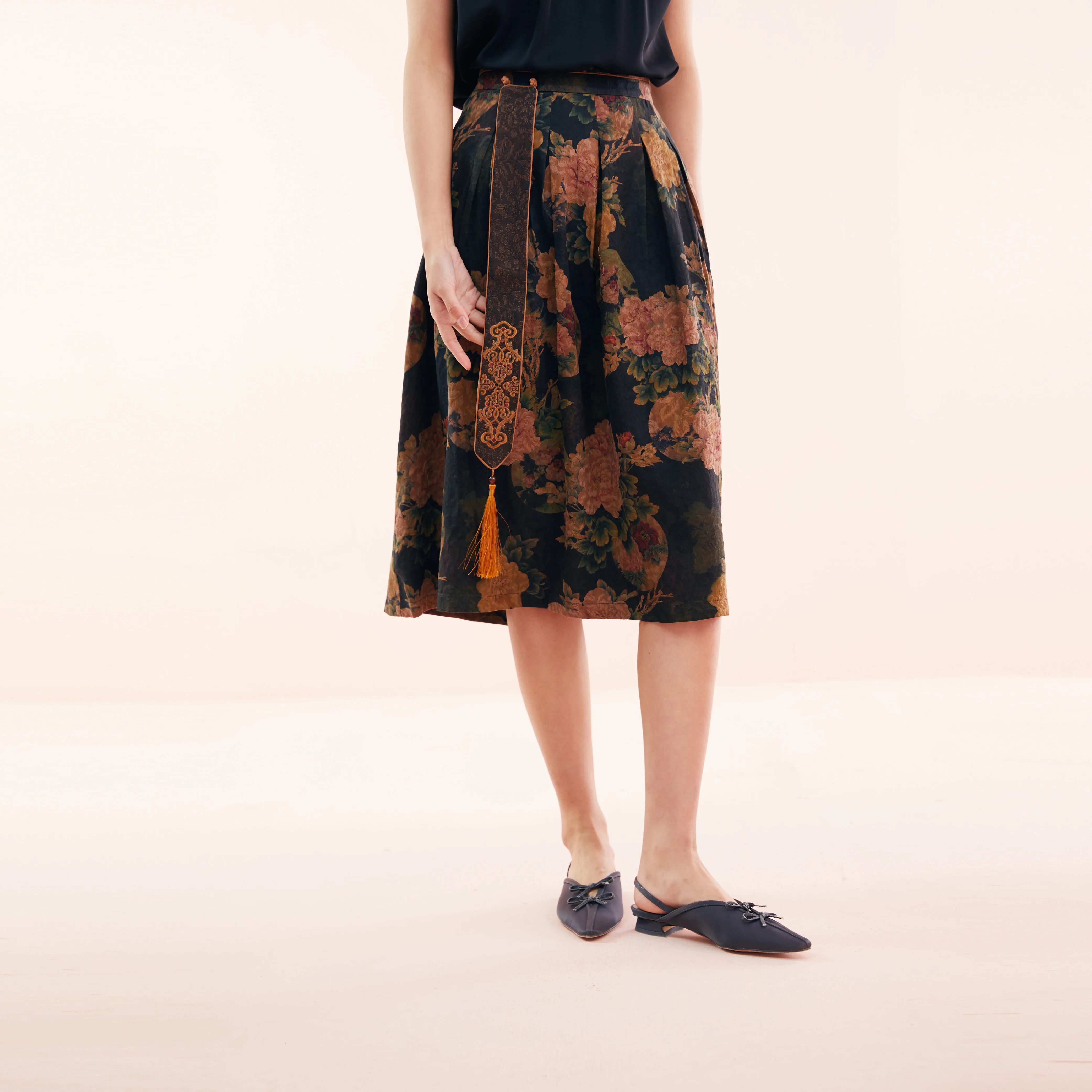 Women Plus Size Pleated Embroidery Silk Jupe Plissee Long Skirts For Women Muslim