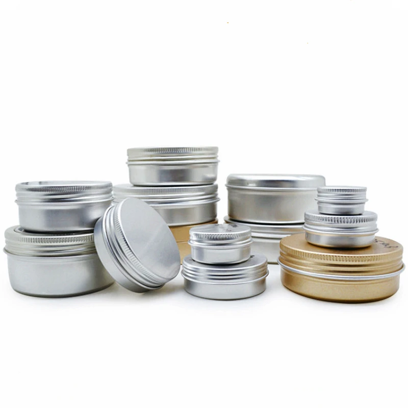 Custom Wholesale metal gift tin boxes  5ml-400ml round aluminum cosmetic tin container metal aluminum jar