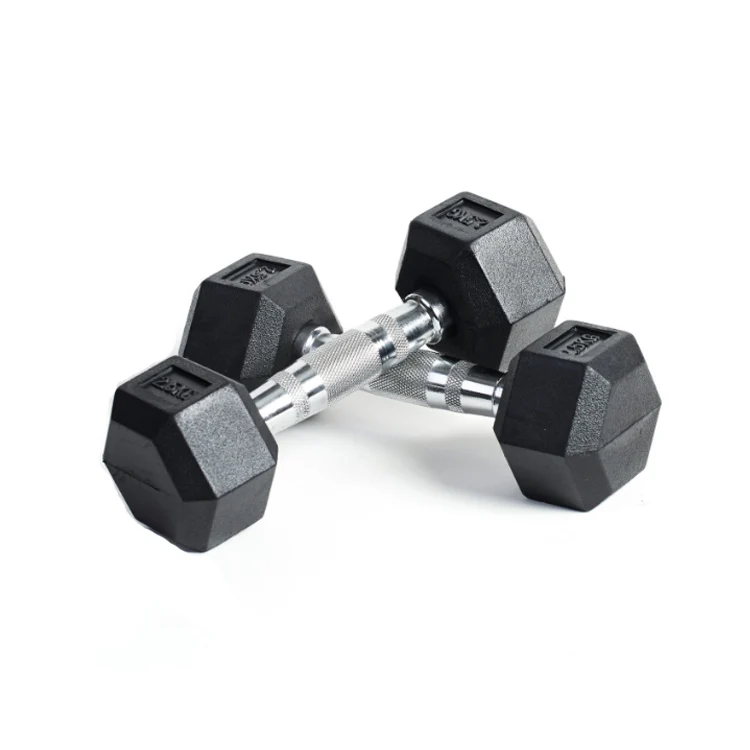 Gym  Black Rubber Hexagonal Dumbbells Weights In 1kg  50kg LBS Hex Dumbbell Set