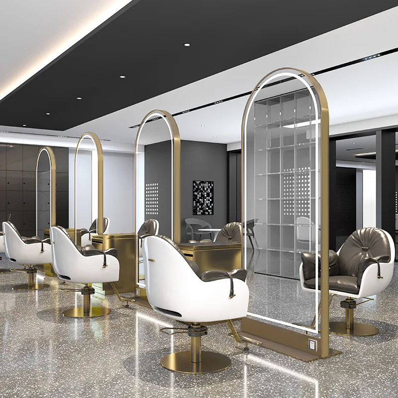 Hair Salon Furniture Equipment Barber Styling Station Double Sidded Mirror Station