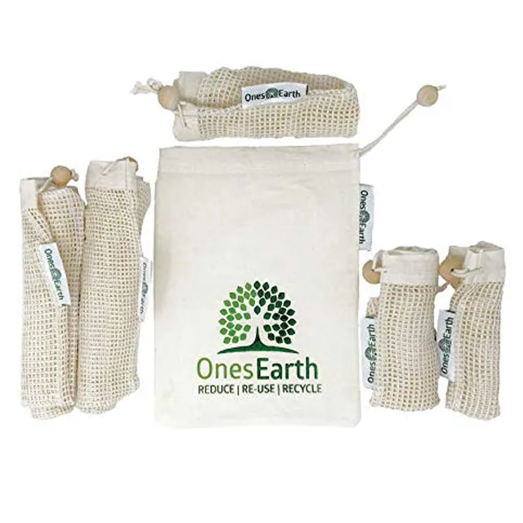 Экологичная хлопковая продуктовая сумка, Сетчатая Сумка для лука, картофеля, томатов, Сетчатая Сумка на шнурке