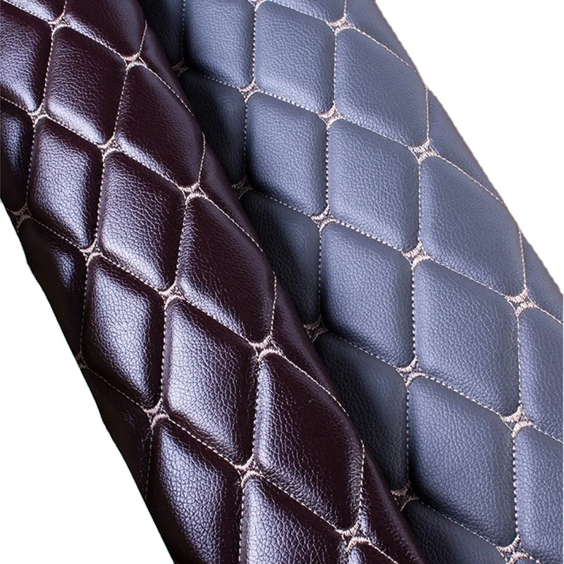 Embroidery quilted ECO friendly recycled PVC faux leather fabric for car mat