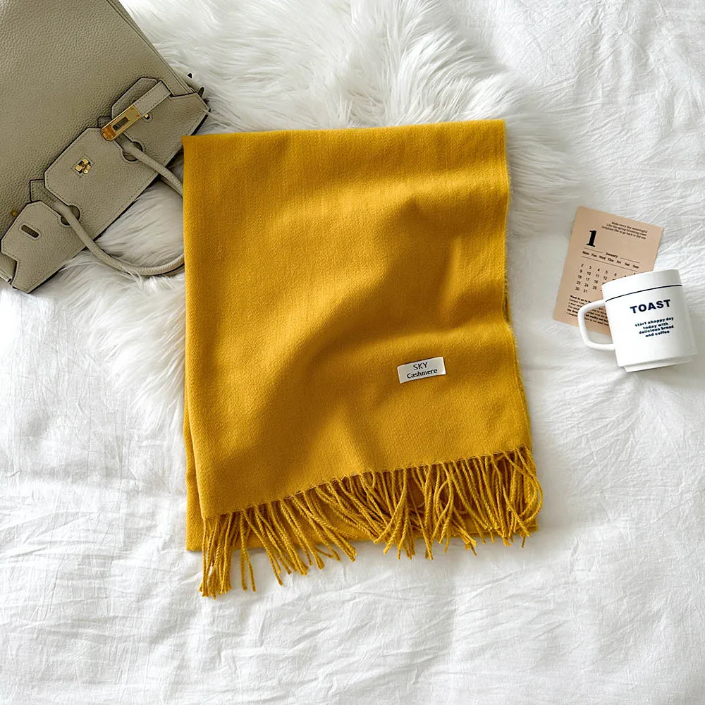 New solid-coloured fashion scarf female winter street travel faux cashmere warm long scarf