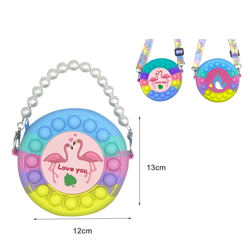 Модная женская жемчужная силиконовая Сумочка, пуш-поп Пузырьковые сумки, креативная Радужная маленькая Желейная мультяшная силиконовая ручная сумка для дам