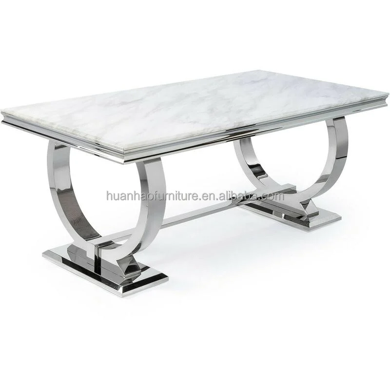 Modern design  home furniture dinning room table sets stainless steel 8 seater marble dining table