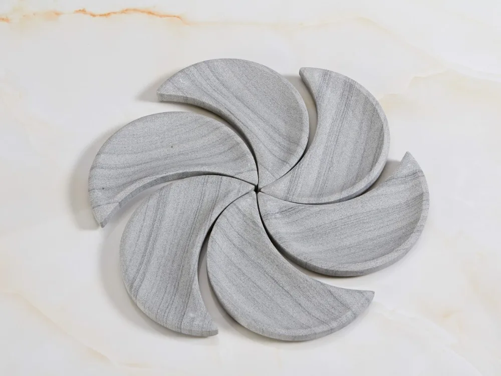 A Set of Moon Shape Tableware Grey Marble Candy Tray