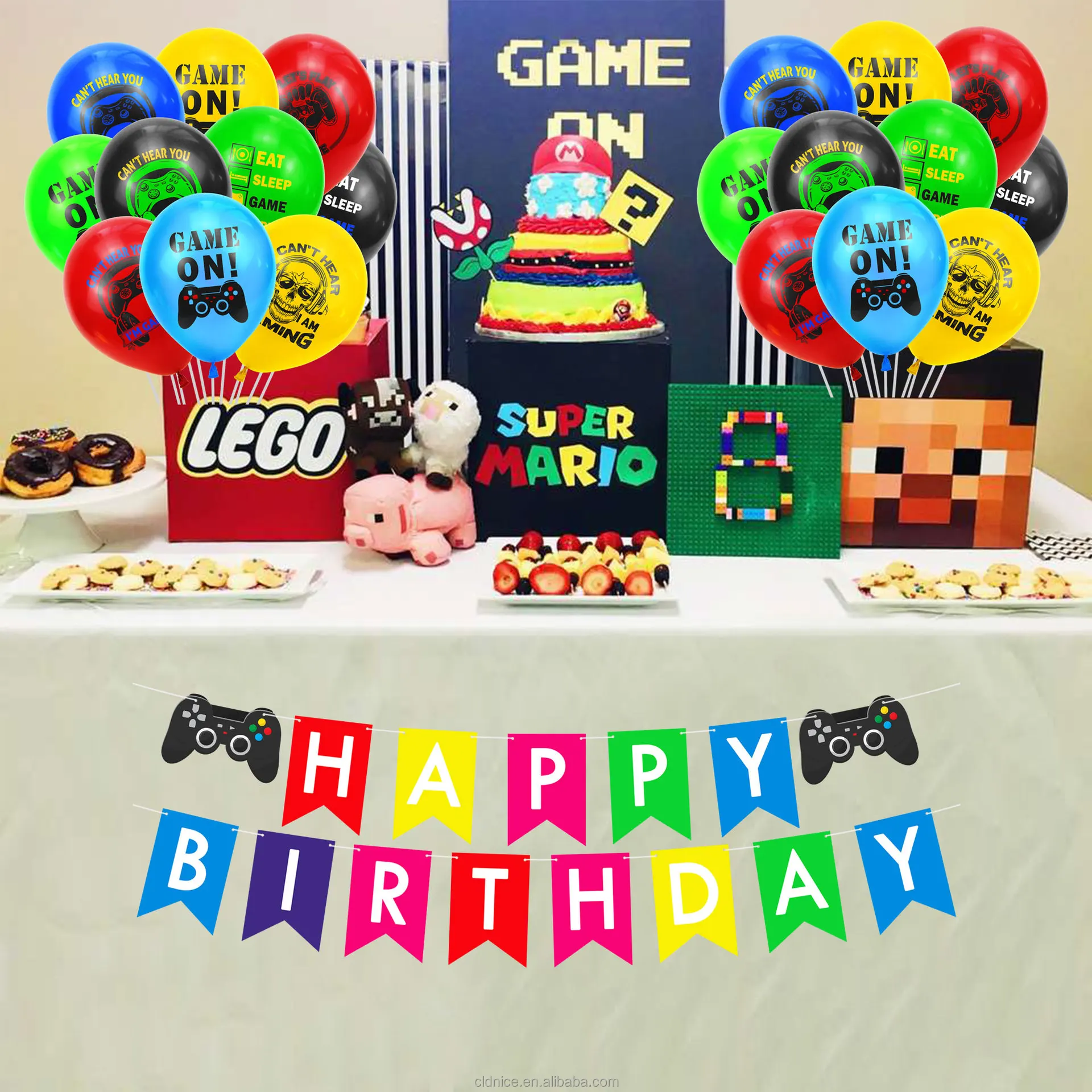 Nice Green Gamer Birthday Party Decoration Video Game Gaming Theme Party Supplies For Boys Game Players