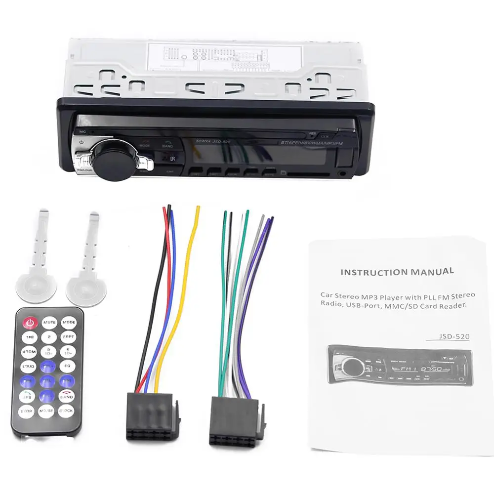 1single Din MP3 Player JSD-520 car stereo radio FM Aux Input Receiver USB with BT Audio