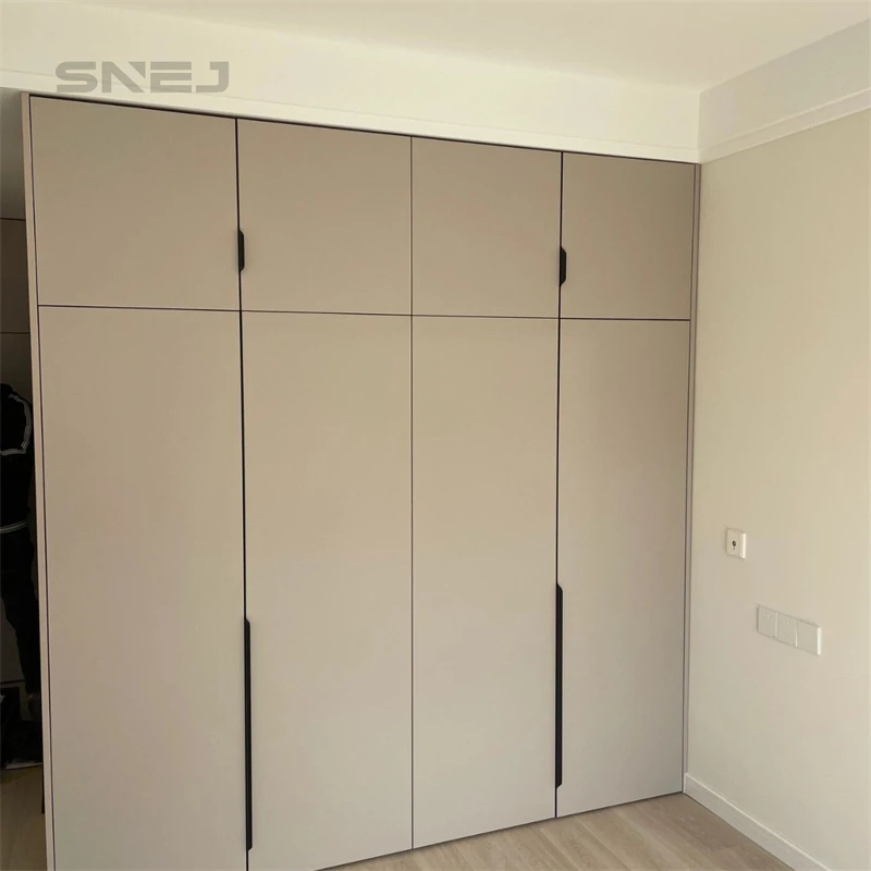 SNEJ Modern High Gloss Wardrobe Bedroom 2 Door Slaiding Door Standard Wardrobes Custom Systems Design Wood Bedroom Cupboards