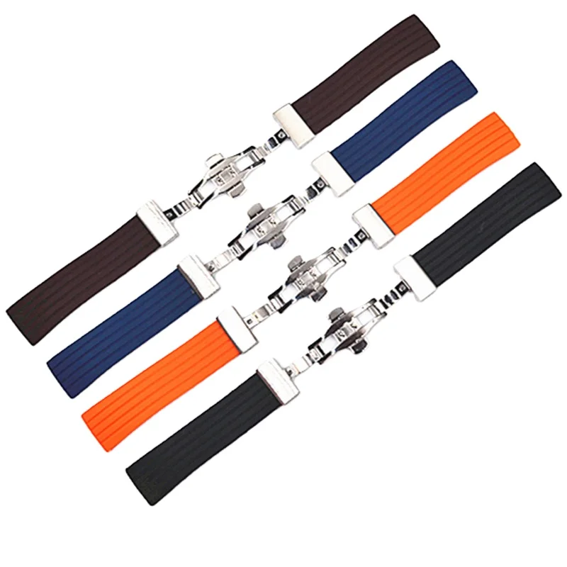 New style 304 stainless steel butterfly watch buckle clasp silicone changeable watch bracelet 20/22/24mm