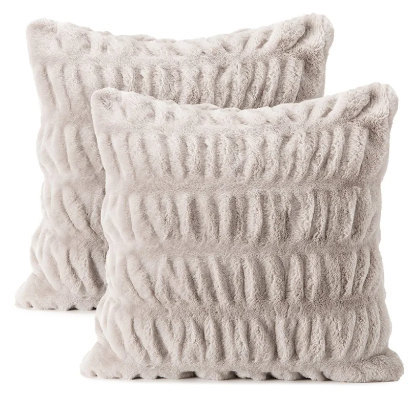 High quality commercial designer luxury ruched faux fur pillow