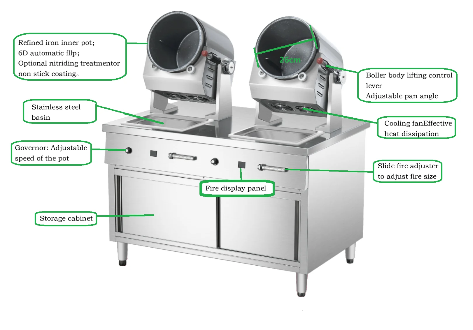 Intelligent Drum Cooking Machine 360 Rotation Smart Cook Robot For Restaurants