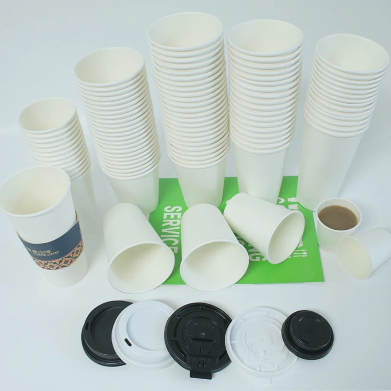 Customized Logo Recycled Paper Cup 8Oz/12Oz/16Oz/20Oz/24Oz Cold/Hot Drink Paper Coffee Cup With Lid And Sleeve