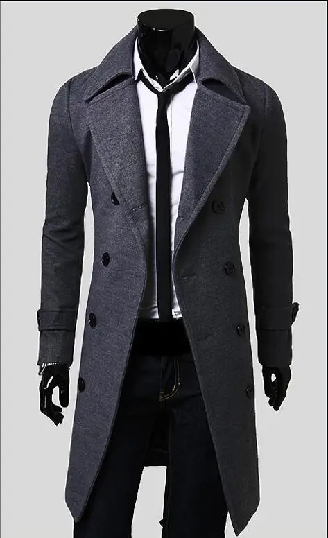Hot Sale Men Long Trench Coat Single-breasted Cardigan Fashion Casual Men Coat
