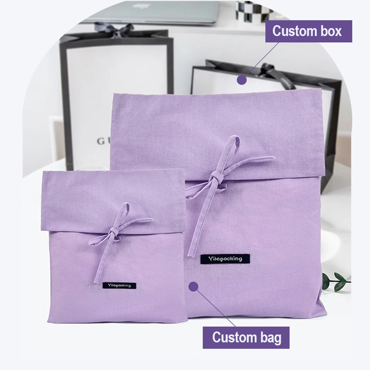 SHUNFA Custom Cotton Envelope Dust Bag for T-Shirt Clothes Packaging Bag with Woven Label Eco Friendly Gift Pouch Bag