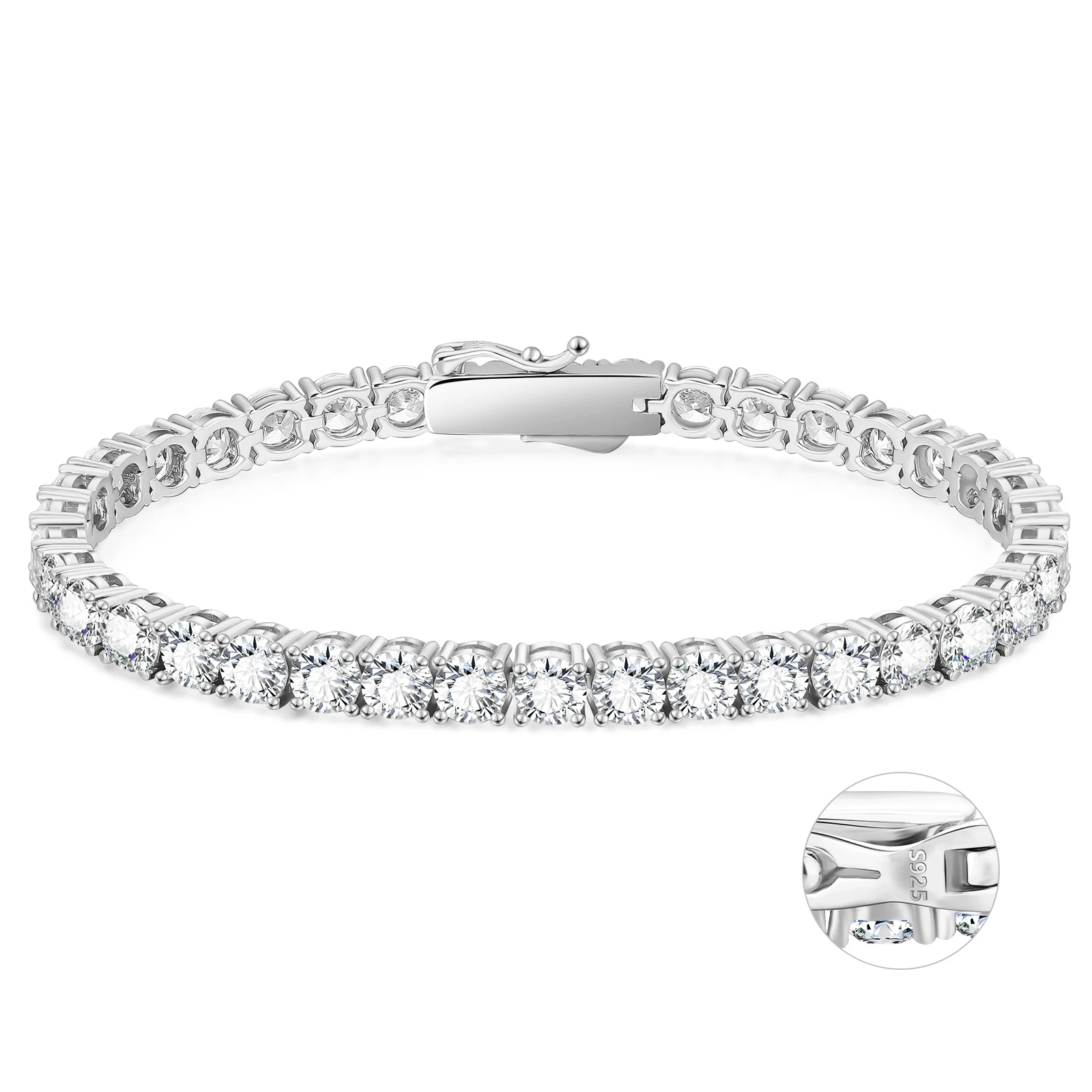 5MM 4MM 3MM Sterling 925 Silver Women Iced Out CZ Jewelry 14K 18K White Gold Plated Lab Diamond Man Zirconia Tennis Bracelet Men