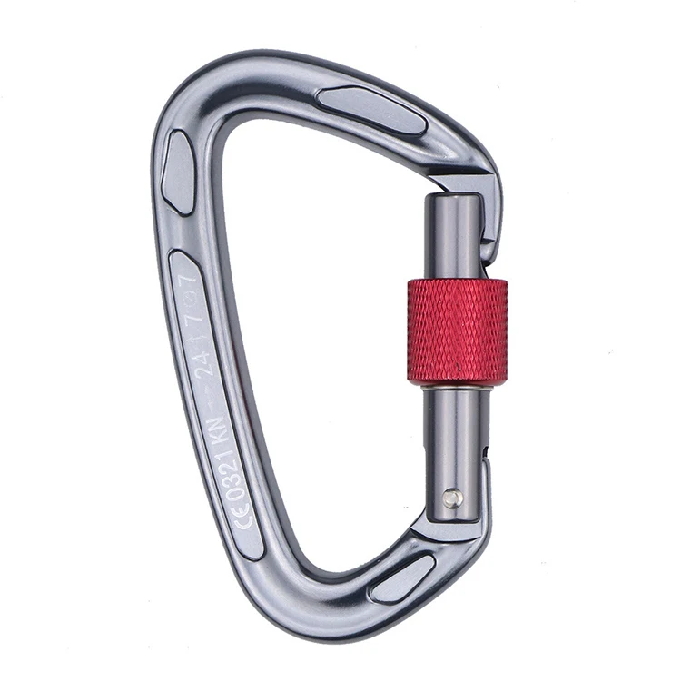 China Wholesale D24KN Climbing Metal Locking Hiking Carabiner Hook