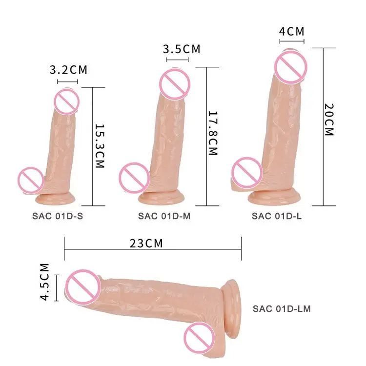 Factory Price Small Huge Different Sizes TPE Crystal Colorful Rubber Artificial Anal Penis Realistic Dildo For Woman