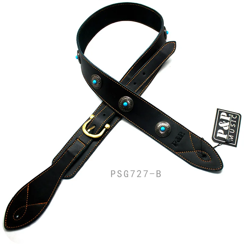New Fashion Simple Style Genuine Cow Leather Soft Durable and Wear Multiple styles Resisting Guitar Strap Hot Sale