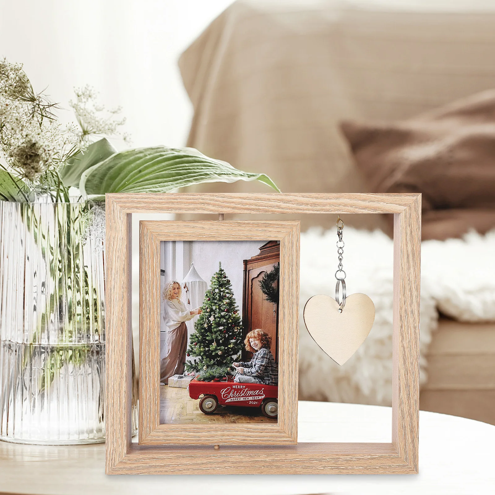 Picture Frame Double Sided Cards Display Holder Rotating Photo Frame For Memorial