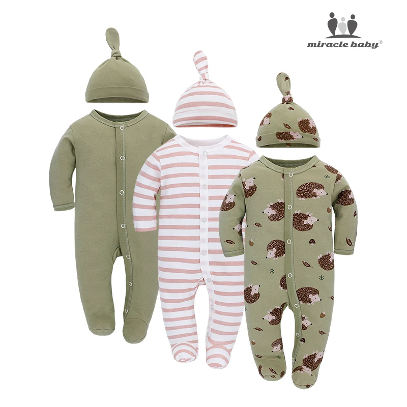 Wholesale Baby Clothes Sets Custom 3 Pack Cotton Baby Clothing set cheap Newborn Jumpsuits Baby Rompers for Girls and Boys