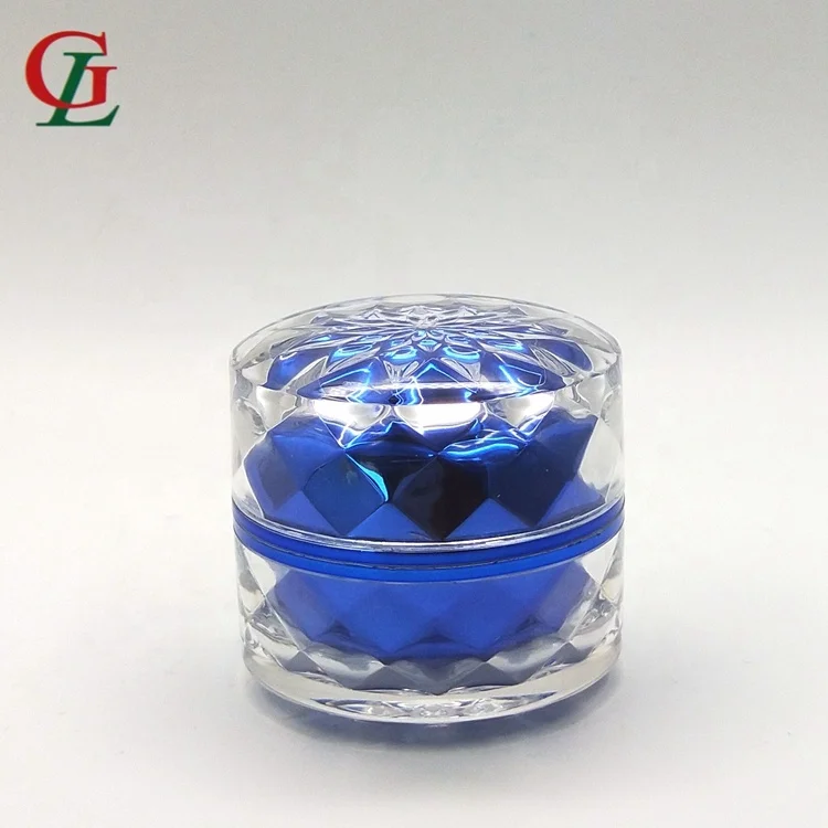 5G/10G transparent acrylic jar gemstone trial cosmetic container wave thick wall jar with inner bottle gold plating