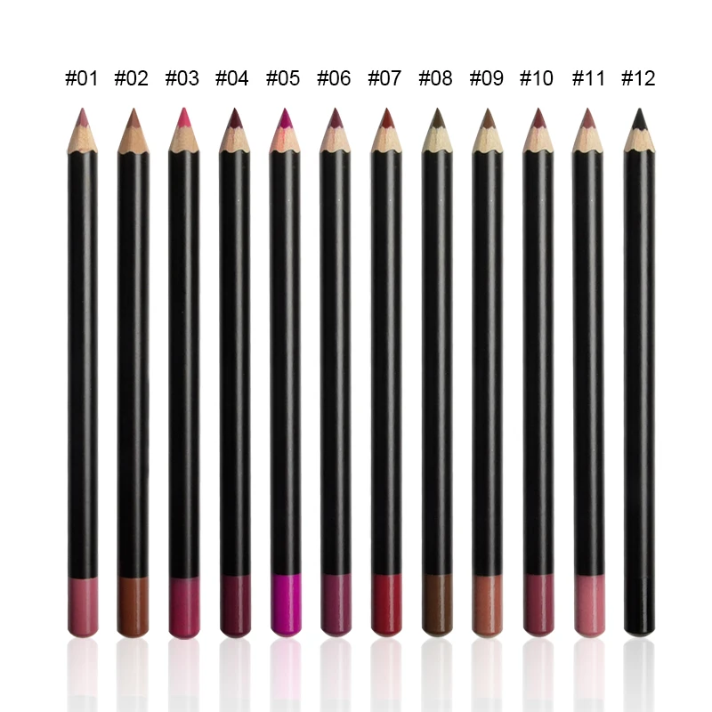 Wholesale lip liner pencils custom private label matte natural waterproof wooden lip liner High Pigment Matte Lipliner Pencil