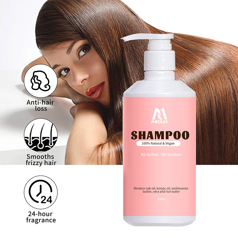 MIDUO OEM 300ML Custom Moisturizing Organic Natural Brittle Hair Cleansing Private Label Dry Vegan Organic Hair Color Shampoo