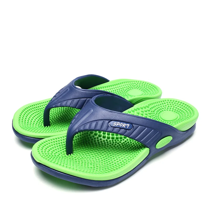 Wholesale Casual Men Slippers Summer Boys Rubber Slip-on Flip Flops  Charms Massage Sandals EVA Outdoor