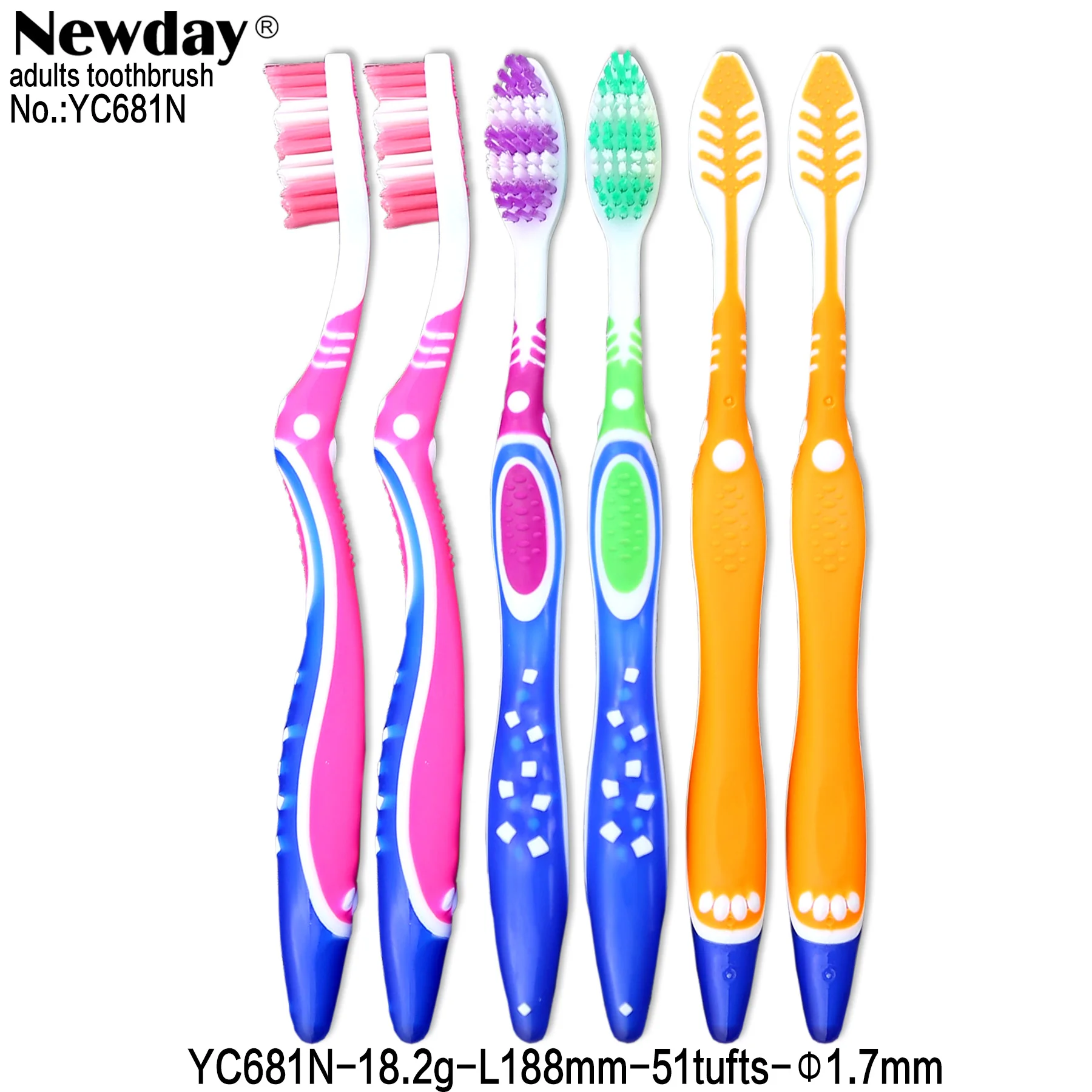 
Classic Good Selling Medium Nylon 610 or 612 Bristles Adult Toothbrush in Individual Blister Card Package 