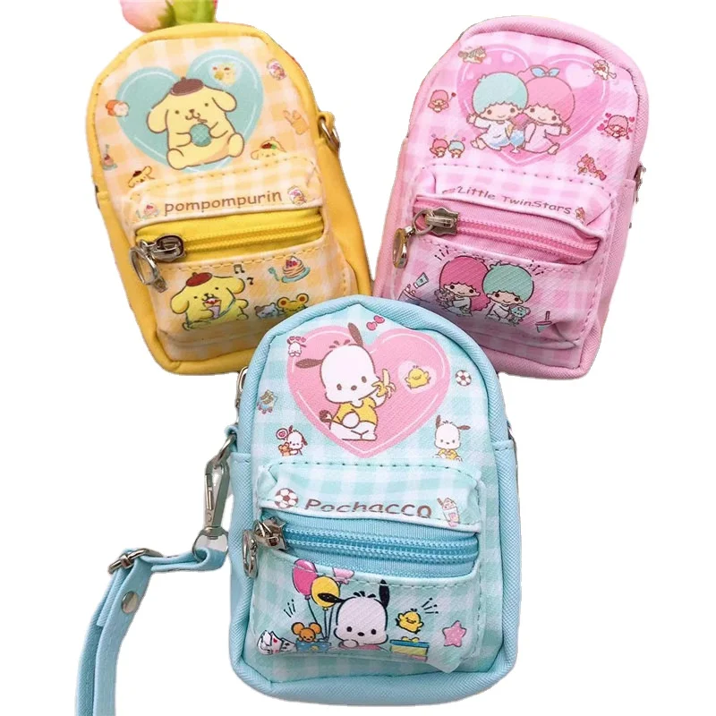 Run custom kawaii cinnamoroll Series Pu Coin Purse anime My Melody Kitty Kuromi Pendant Portable wallet mini keychain bag purse