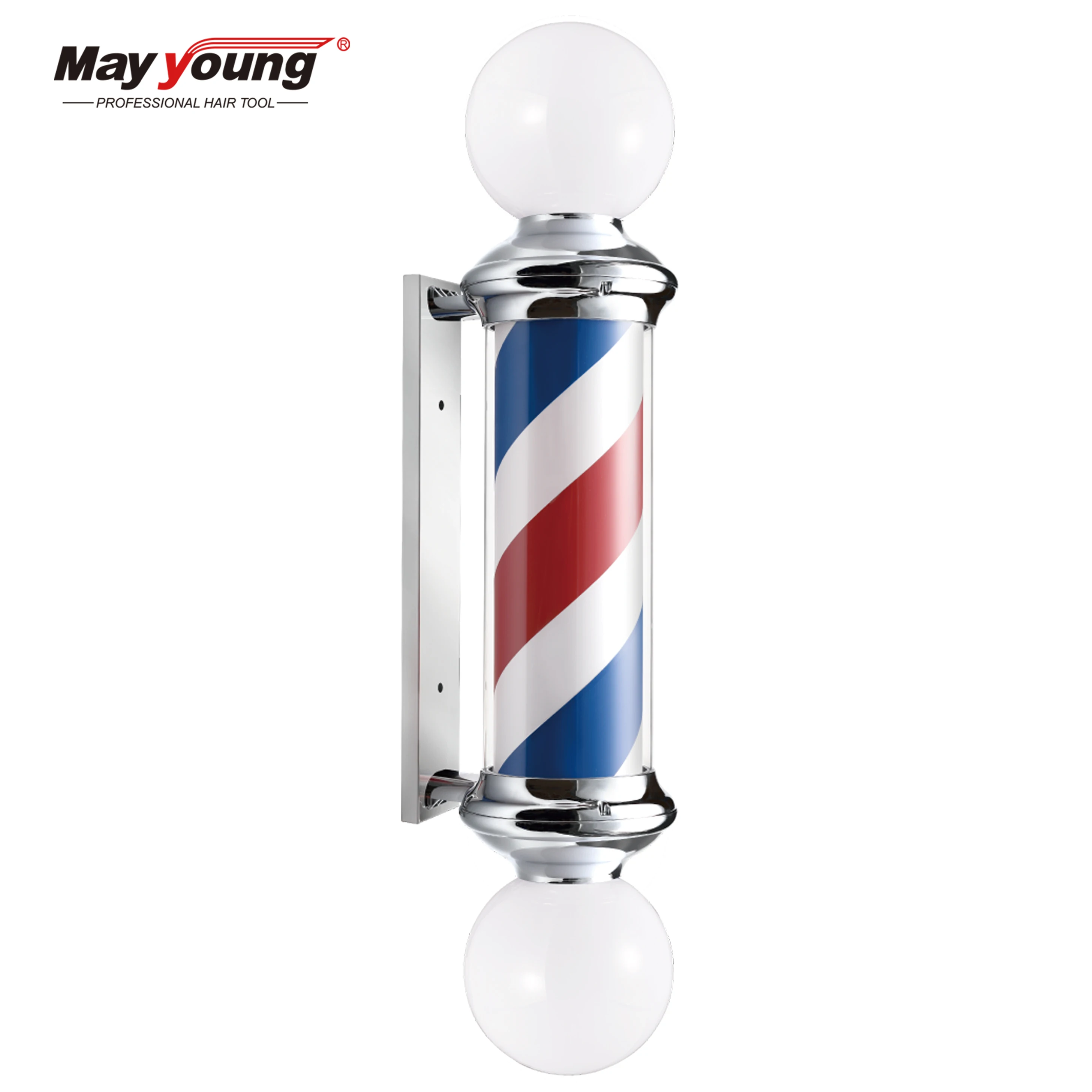 Factory price rotating lighting two globe LED barber shop pole