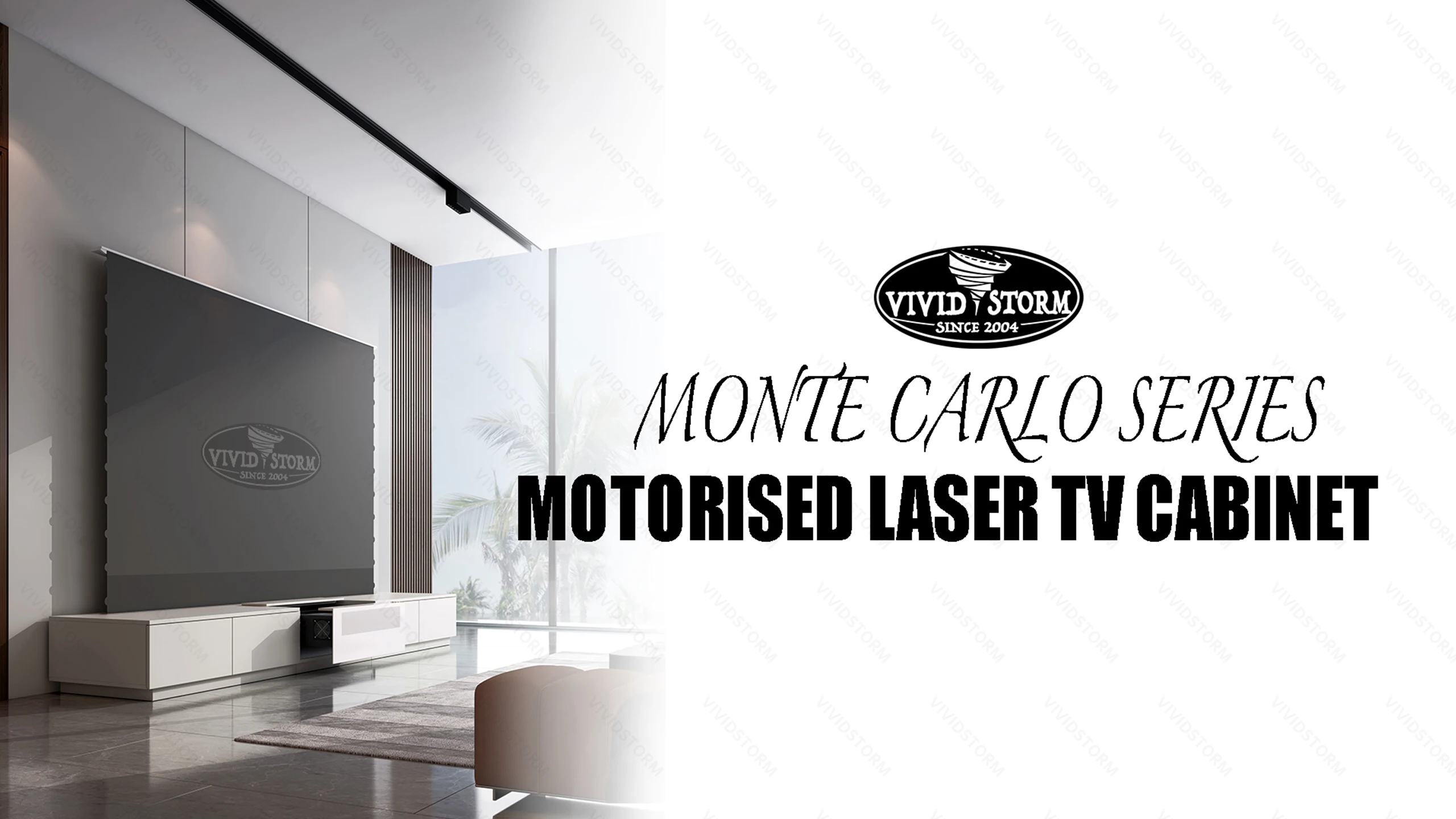 VIVIDSTORM Motorised Laser TV Cabinet Monte Carlo TV stand projection screen integrated cabinet for all UST projector