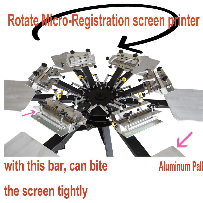 screen printing machinery 6 color and NS606-MR with Aluminum platten and micro-registration function made the printing beautiful