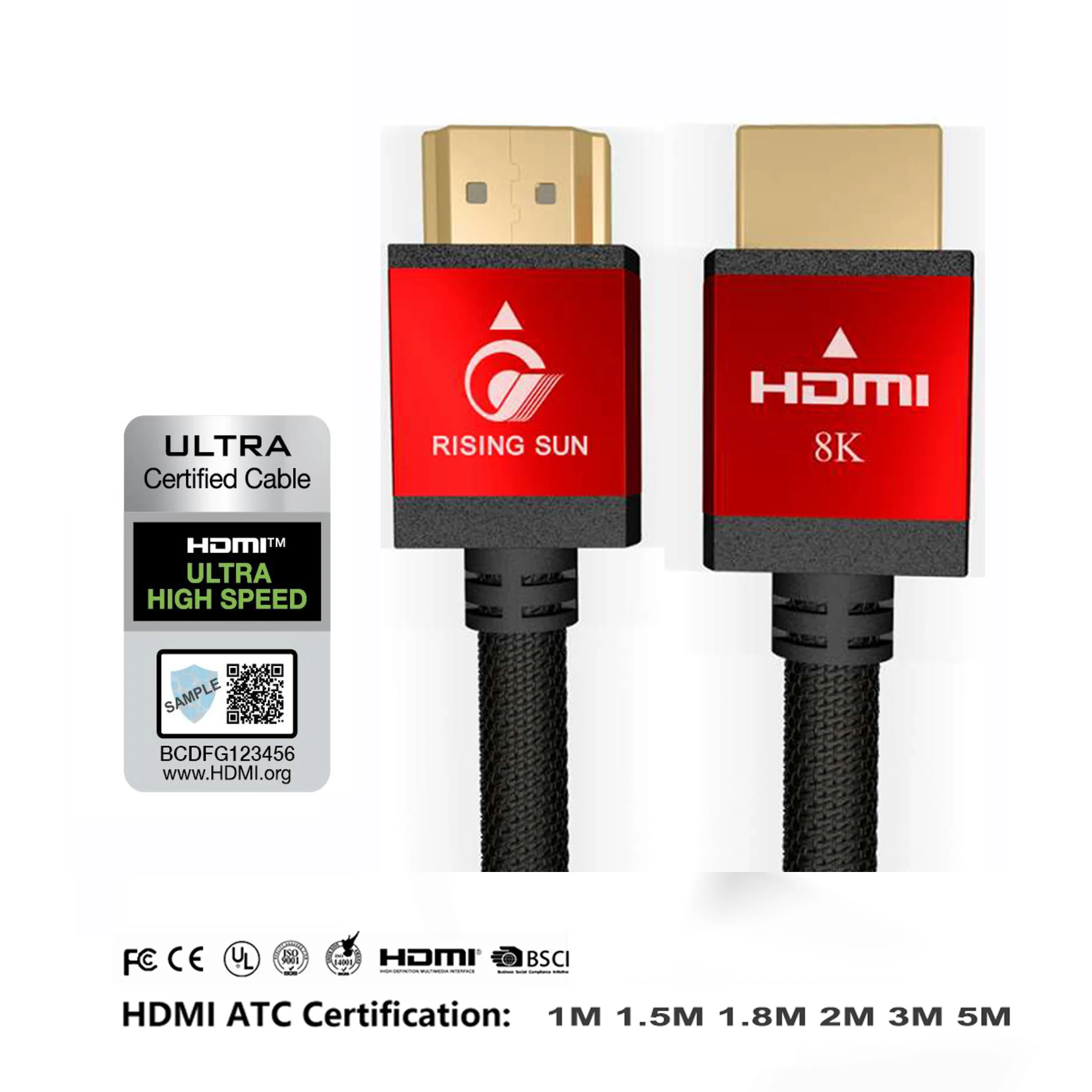 OEM CE UL FCC RoSH Kabel 8K V2.1 4K V2.0 3D HDR 1M 1.5M 1.8M 2M 3M 5M 2.1 HDMI Cable
