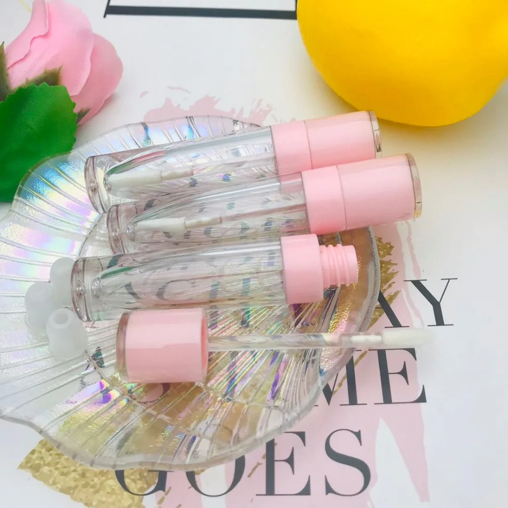 10/20/50 PCS 5ML ABS Lip Gloss Tube Empty Plastic Tubes With Black White Rose Gold  Cap Cylinder Small Lip Gloss Packaging Tube