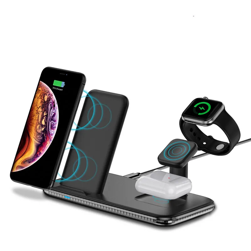 Vnew Amazon hot seller 15W Qi 4 in 1 fast charging wireless charger Black or White Fast Wireless Charging