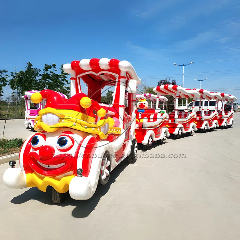 Factory Sale Electric Sightseeing Train 24 Seats Mini Clown Electric Trackless Train
