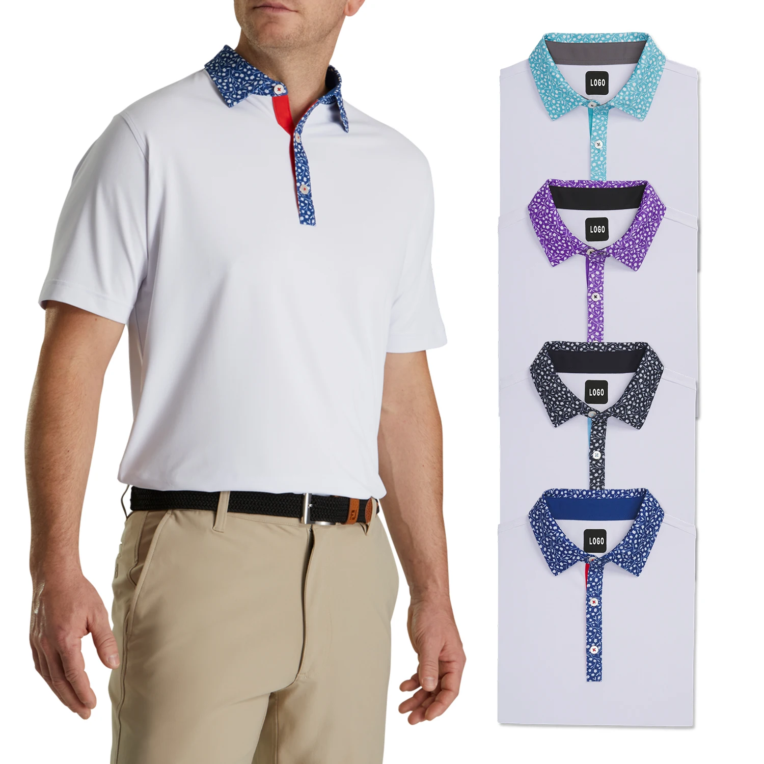 Blank Plus Size Short Sleeve Button Up Polo Shirts Heavyweight Golf Clothing 100% Cotton For Men