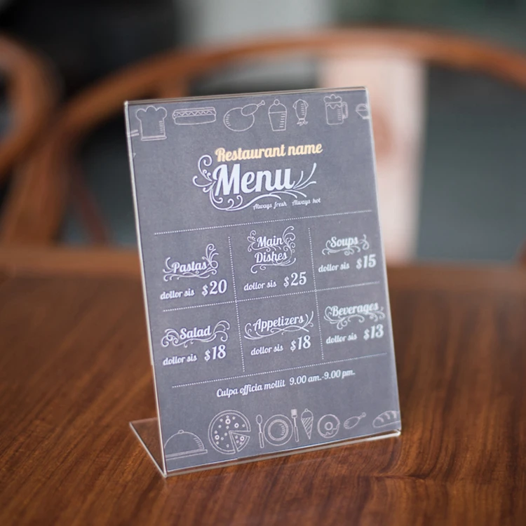Clear Acrylic Display Rack Stand Plastic Table Menu Sign Holder